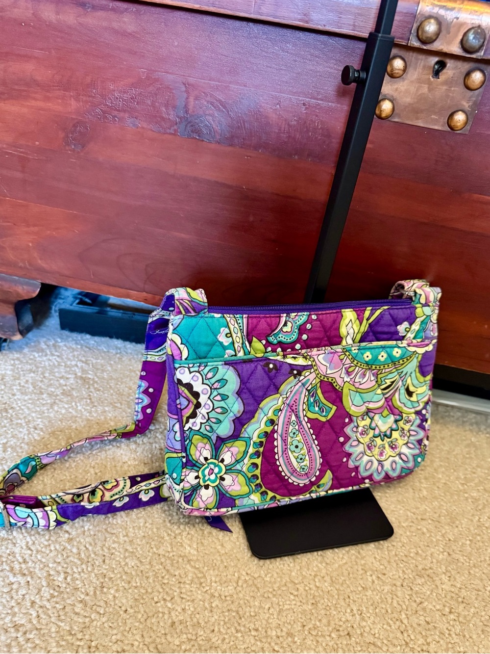 Vera Bradley Quilted Paisley Crossbody - Purple Teal Lime
